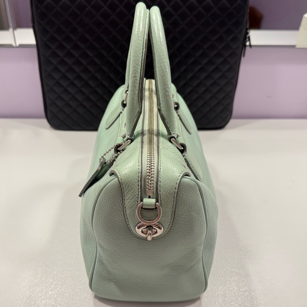 COACH Rowan Satchel Bag in Mint Green Genuine Leather - Picture 3 of 7